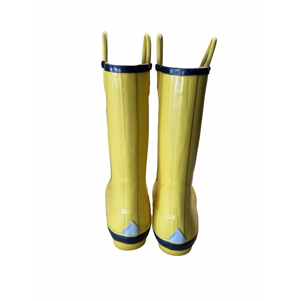 L.Bean Kids Puddle Stompers Rain Boots Size 2 Yellow Rubber Waterproof Durable - Picture 5 of 9